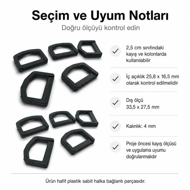 2.5 cm Plastic D Ring Buckle - Lightweight and Durable Accessory for Bags and Textiles