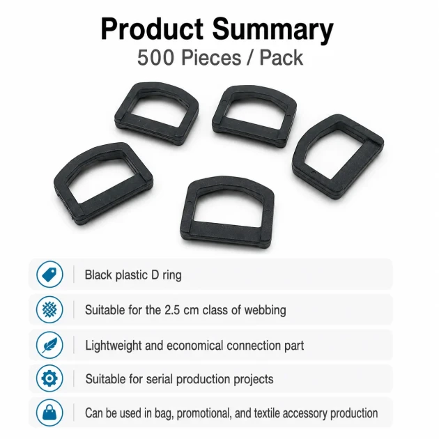 2.5 cm Plastic D Ring Buckle - Lightweight and Durable Accessory for Bags and Textiles