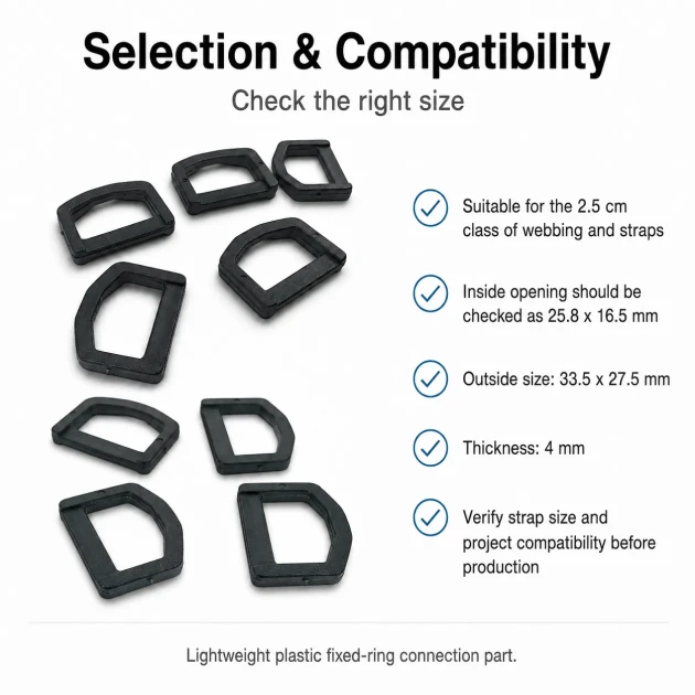 2.5 cm Plastic D Ring Buckle - Lightweight and Durable Accessory for Bags and Textiles