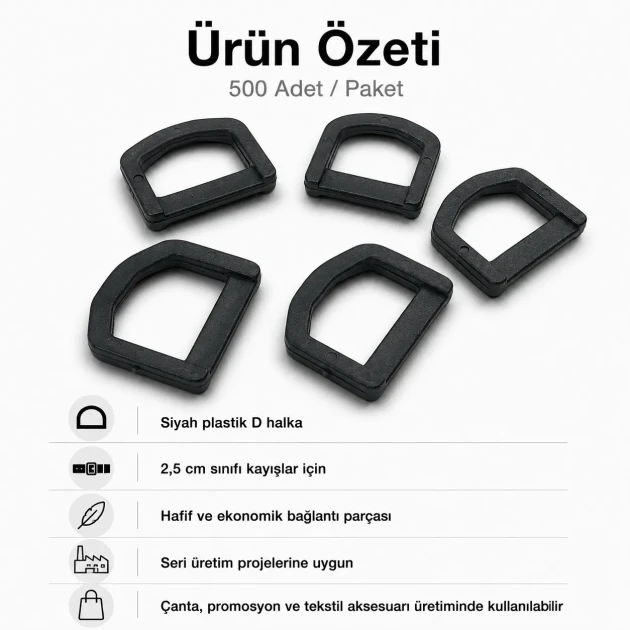 2.5 cm Plastic D Ring Buckle - Lightweight and Durable Accessory for Bags and Textiles