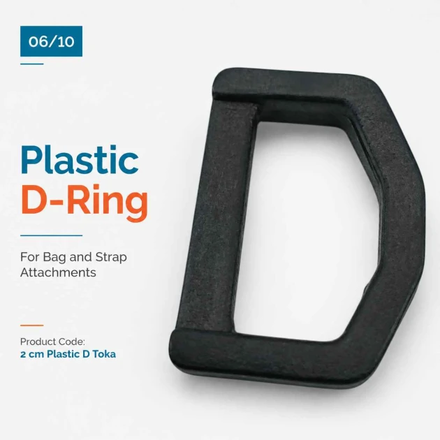 20 mm / 0.787 in Plastic D-Ring for bag straps, backpacks, and crafts
