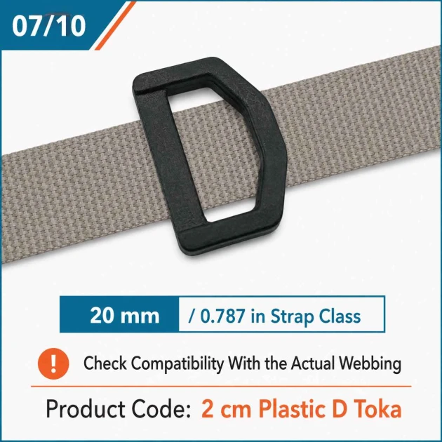 20 mm / 0.787 in Plastic D-Ring for bag straps, backpacks, and crafts