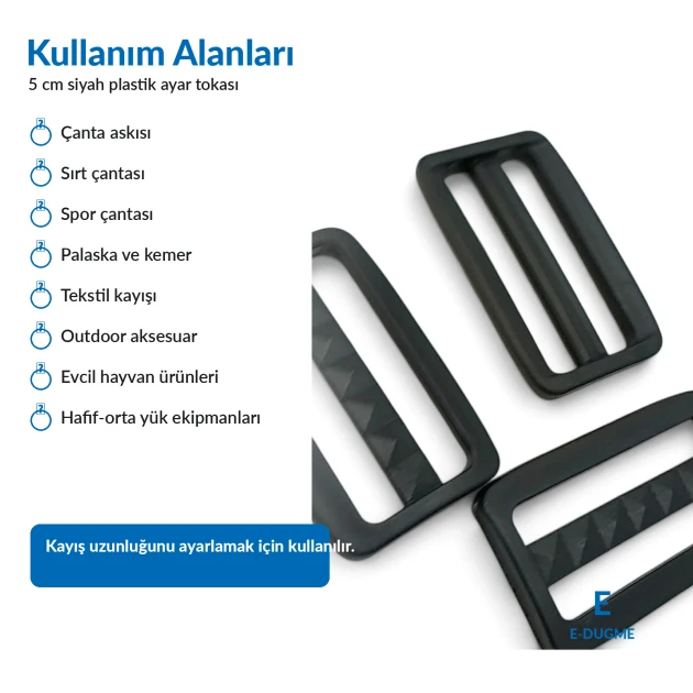5 cm / 2 in Rectangular Pyramid Pattern Plastic Strap Adjuster Buckle made of zamak for belts, bags, and backpacks