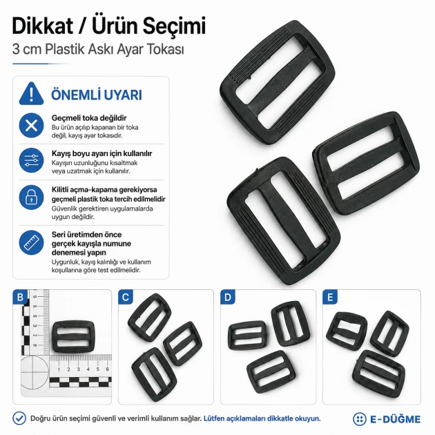 3 cm / 1.18 in Rectangular Plastic Strap Adjuster Buckle for bags and outdoor gear