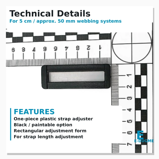 5 cm / 2 in Plastic Rectangular Strap Adjuster Buckle for bags and outdoor accessories
