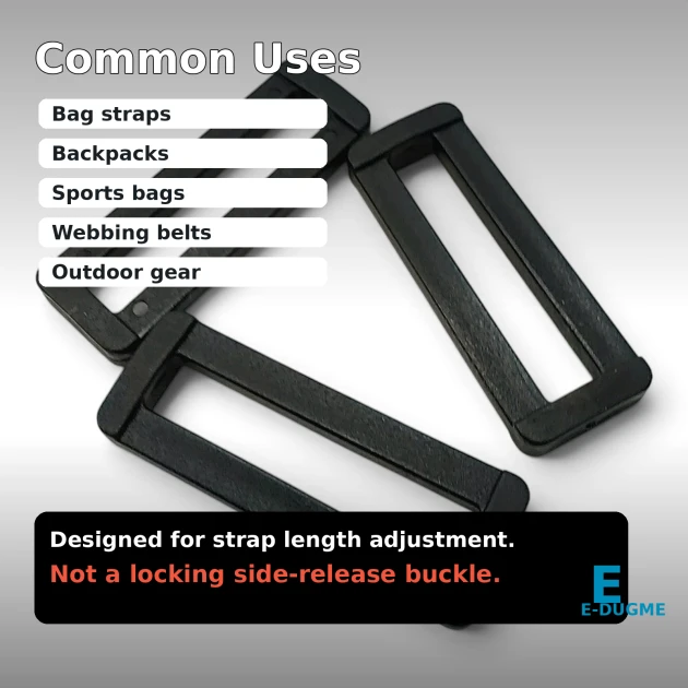 5 cm / 2 in Plastic Rectangular Strap Adjuster Buckle for bags and outdoor accessories