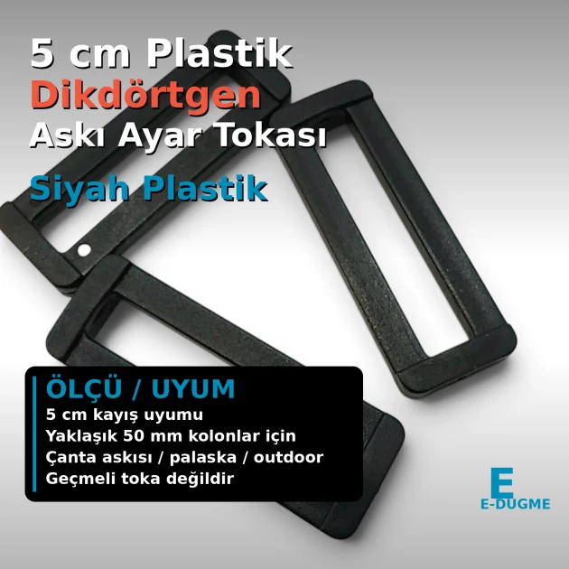 5 cm / 2 in Plastic Rectangular Strap Adjuster Buckle for bags and outdoor accessories