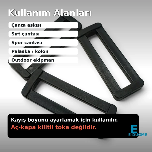 5 cm / 2 in Plastic Rectangular Strap Adjuster Buckle for bags and outdoor accessories