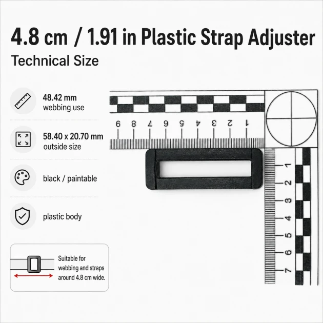 4.8 cm / 1.91 in Rectangular Plastic Strap Adjuster Buckle for bags and outdoor accessories