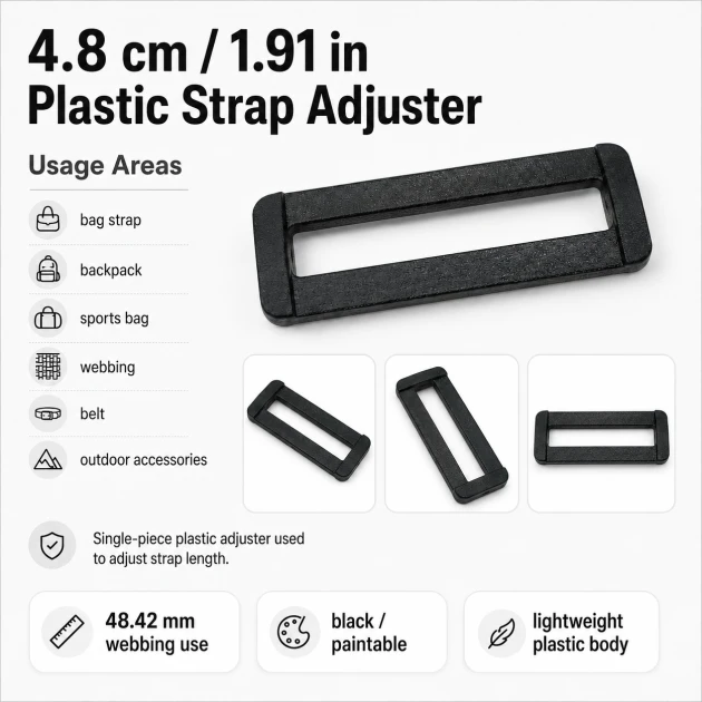 4.8 cm / 1.91 in Rectangular Plastic Strap Adjuster Buckle for bags and outdoor accessories