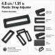 4.8 cm / 1.91 in Rectangular Plastic Strap Adjuster Buckle for bags and outdoor accessories