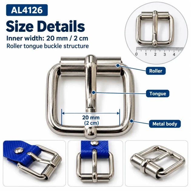 AL4126 20 mm roller pin buckle for belt and bag straps