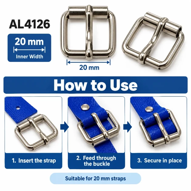 AL4126 20 mm roller pin buckle for belt and bag straps