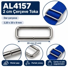 2 cm Dar Çerçeve Toka 20 mm Metal Dikdörtgen Halka AL4157