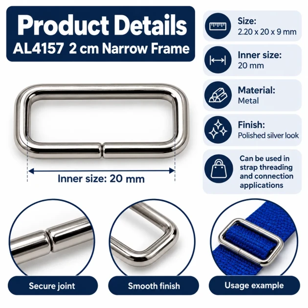 20 mm narrow rectangular bag strap hardware frame