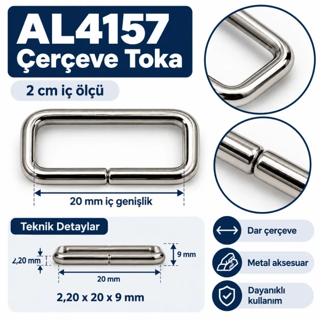 20 mm narrow rectangular bag strap hardware frame
