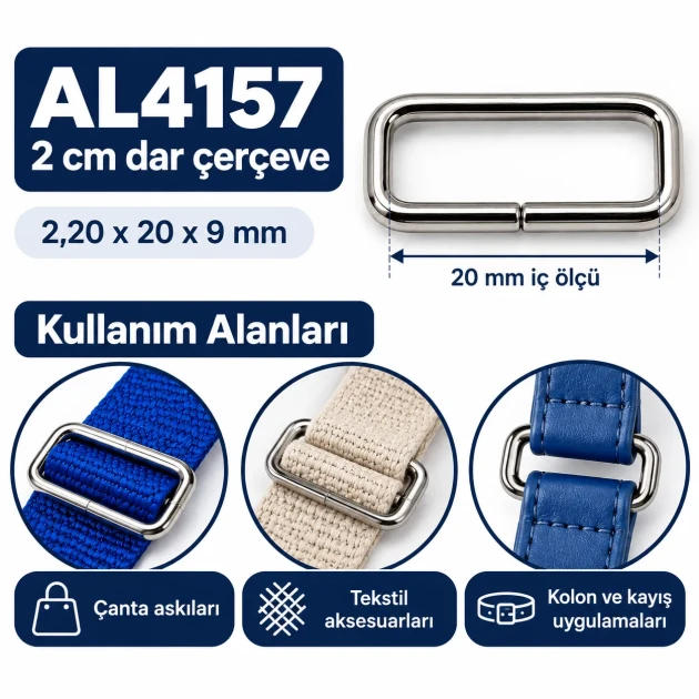 20 mm narrow rectangular bag strap hardware frame
