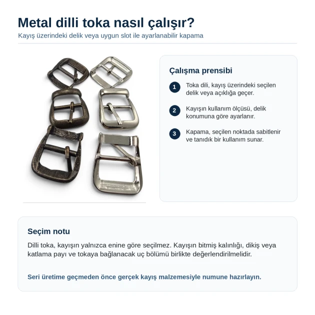 Metal Dilli Kemer Tokası - İnce Kemer, Çanta ve Ayakkabı Kayışları İçin T0037, 19mm x 24mm, metal malzeme