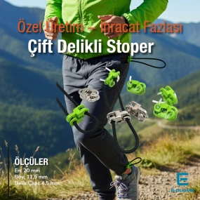 İki Delikli Metal Stoper 4,5 mm Delik Çaplı Fıstık Yeşili Estetik Model - Zamak Stoper CGT0001PROMO