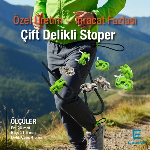 Metal Stoper 4,5 mm Delik Çaplı İki Delikli Fıstık Yeşili Estetik Model - Zamak Stoper CGT0001PROMO