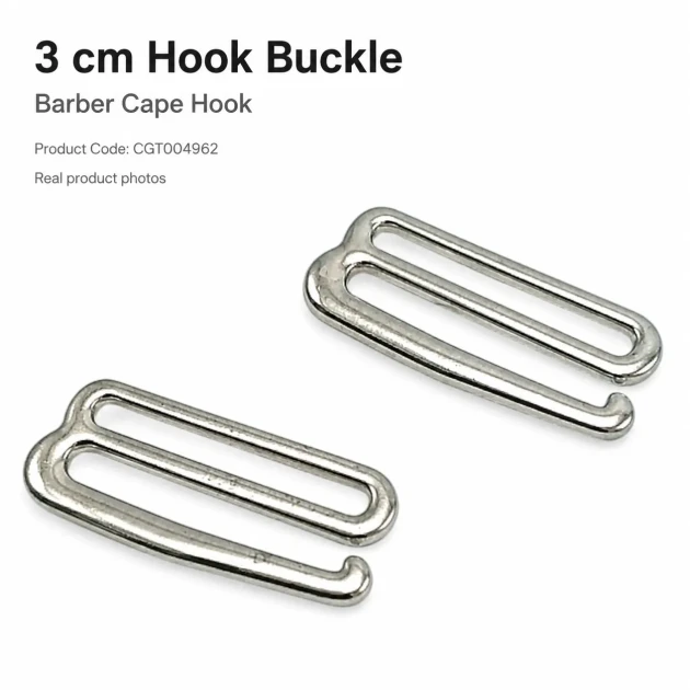 3 cm / 1.18 in Hook Buckle for Barber Cape CGT004962 - Durable metal buckle designed for secure fastening of barber capes