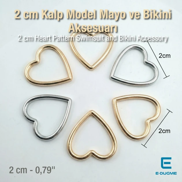2 cm 0.8" Heart Shaped Swimsuit and Bikini Accessory - Neckline Accessory 50 Pieces/Pack CGT4500PCK