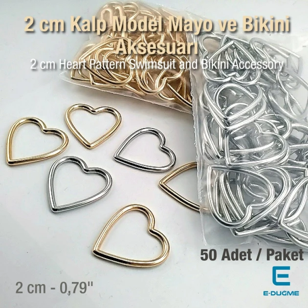 2 cm 0.8" Heart Shaped Swimsuit and Bikini Accessory - Neckline Accessory 50 Pieces/Pack CGT4500PCK