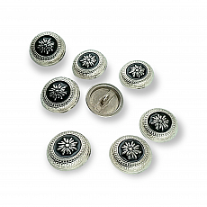 Floral Embroidered Shank Enamel Button Set 21 mm - 32 L  Set of 8 pcs  Women's Jacket Button E 1055 MN SET8