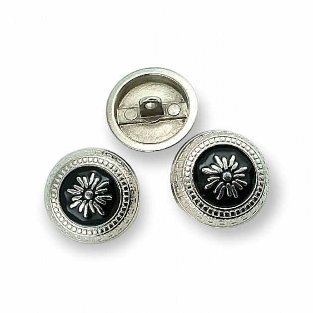 Women's Jacket Enameled Button 21 mm - 32 L  Floral Embroidered Shank Button E 1055 MN