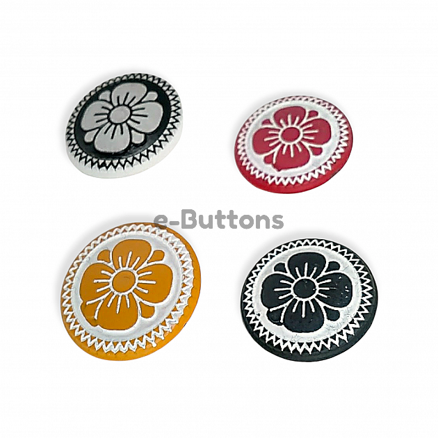 Kids Clothing Cardigan Coat Colored Enameled Daisy Patterned Button  15 mm - 24 L E 114 MN