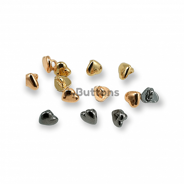 Metal Leg Button Heart Shaped 9 mm - 18 Size E 1470