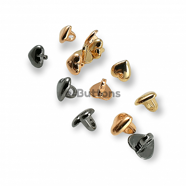 Metal Leg Button Heart Shaped 9 mm - 18 Size E 1470