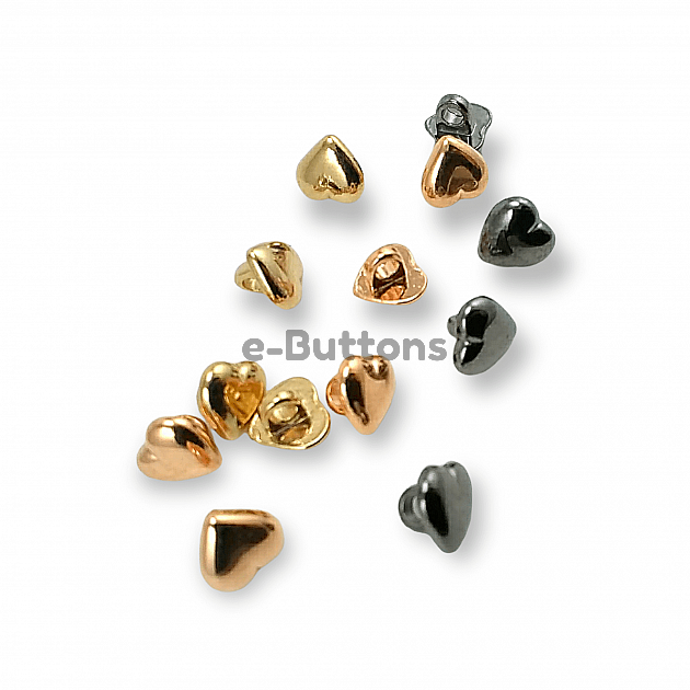 Metal Leg Button Heart Shaped 9 mm - 18 Size E 1470