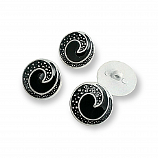 22 mm - 34 L Enameled Jacket and Cardigan Button Black and White Enameled Button E 1679 SB