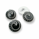 22 mm - 34 L Enameled Jacket and Cardigan Button Black and White Enameled Button E 1679 SB