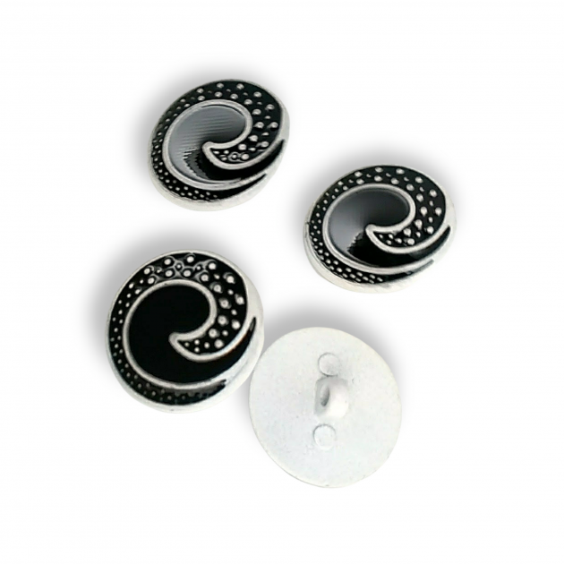 22 mm - 34 L Enameled Jacket and Cardigan Button Black and White Enameled Button E 1679 SB