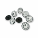 22 mm - 34 L Enameled Jacket and Cardigan Button Black and White Enameled Button E 1679 SB