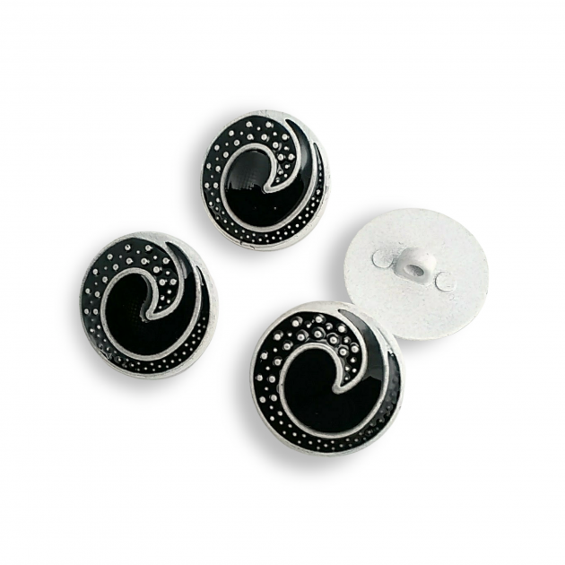 22 mm - 34 L Enameled Jacket and Cardigan Button Black and White Enameled Button E 1679 SB