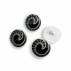 22 mm - 34 L Enameled Jacket and Cardigan Button Black and White Enameled Button E 1679 SB