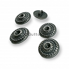 14 mm - 22 L Sewing Shank Button Metal Stones And Dot Patterned Edges E 236