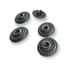 14 mm - 22 L Sewing Shank Button Metal Stones And Dot Patterned Edges E 236