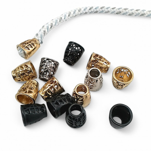 6 mm Cord Entry Patterned and Aesthetic Design Metal Cord End Bell Model E 1173