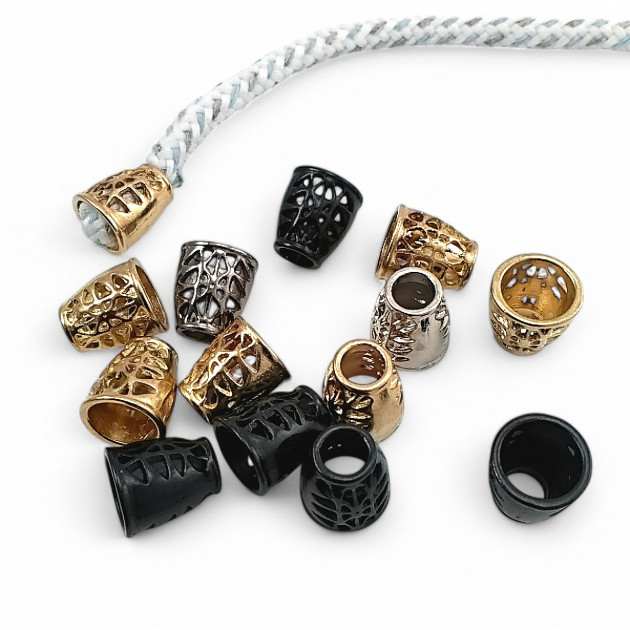 6 mm Cord Entry Patterned and Aesthetic Design Metal Cord End Bell Model E 1173