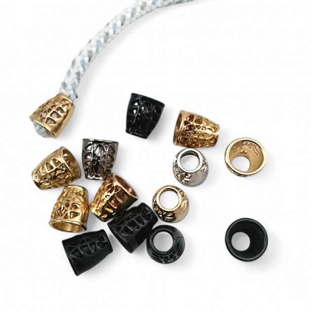 6 mm Cord Entry Patterned and Aesthetic Design Metal Cord End Bell Model E 1173