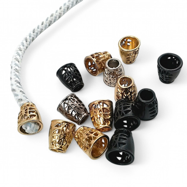 6 mm Cord Entry Patterned and Aesthetic Design Metal Cord End Bell Model E 1173