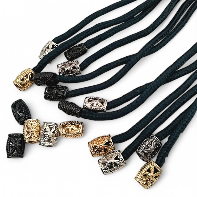 Flower Patterned Metal Cord End 5 mm Cord Entry Aesthetic Design E 1319