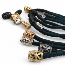 Çiçek Desenli Metal Bağ Ucu 5 mm Kordon Girişli Estetik Tasarımlı E 1319