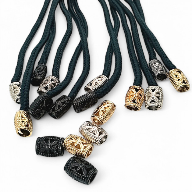 Flower Patterned Metal Cord End 5 mm Cord Entry Aesthetic Design E 1319