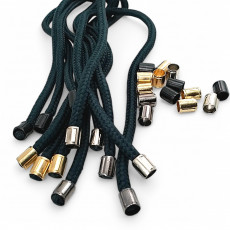 Metal Cord End 4 mm Cord Entry Small Cylinder Model - Patterned and Aesthetic Design E 2253