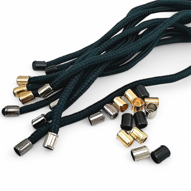 Metal Cord End 4 mm Cord Entry Small Cylinder Model - Patterned and Aesthetic Design E 2253